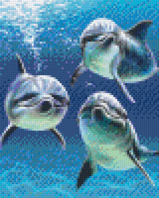 Dolphin Trio Four [4] Baseplate PixelHobby Mini-mosaic Art Kit